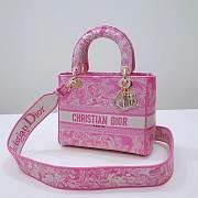 Dior lady D-Lite pink embroidered bag   - 5