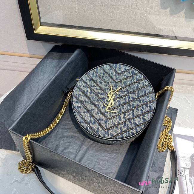 YSL Vinyle round camera denim bag - unahubs.ru