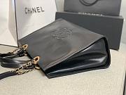 Chanel tote shopping bag black leather small size  - 3