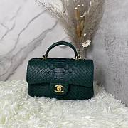 Chanel handle mini flap bag green snakeskin 20cm - 1