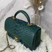 Chanel handle mini flap bag green snakeskin 20cm - 2