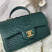 Chanel handle mini flap bag green snakeskin 20cm - 3