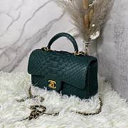 Chanel handle mini flap bag green snakeskin 20cm - 5