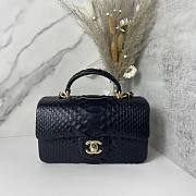 Chanel handle mini flap bag black snakeskin 20cm - 1