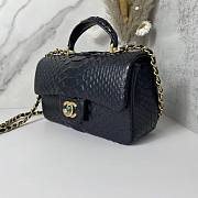 Chanel handle mini flap bag black snakeskin 20cm - 4