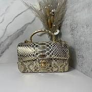 Chanel handle mini flap bag yellow snakeskin 20cm - 1