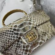 Chanel handle mini flap bag yellow snakeskin 20cm - 5