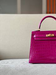 Hermes Kelly pink crocodile leather 25 - 5