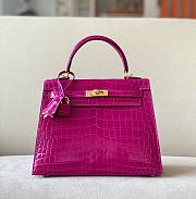 Hermes Kelly pink crocodile leather 25 - 1