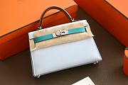 Hermes Kelly Mini White Blue Leather  - 1