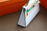 Hermes Kelly Mini White Blue Leather  - 6