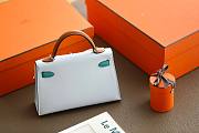 Hermes Kelly Mini White Blue Leather  - 3