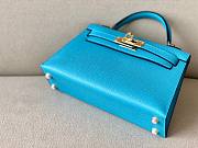 Hermes Kelly Mini Blue Leather - 4