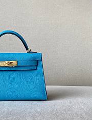 Hermes Kelly Mini Blue Leather - 6