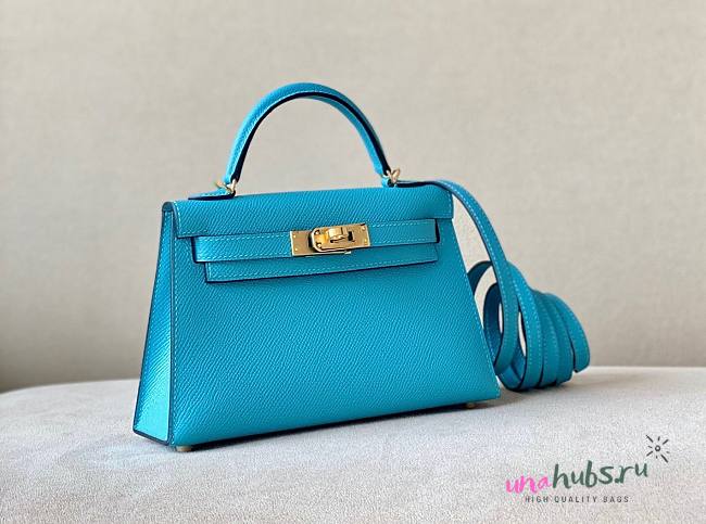 Hermes Kelly Mini Blue Leather - 1