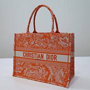 Dior Medium Book Tote Orange Reverse Embroidery - 5