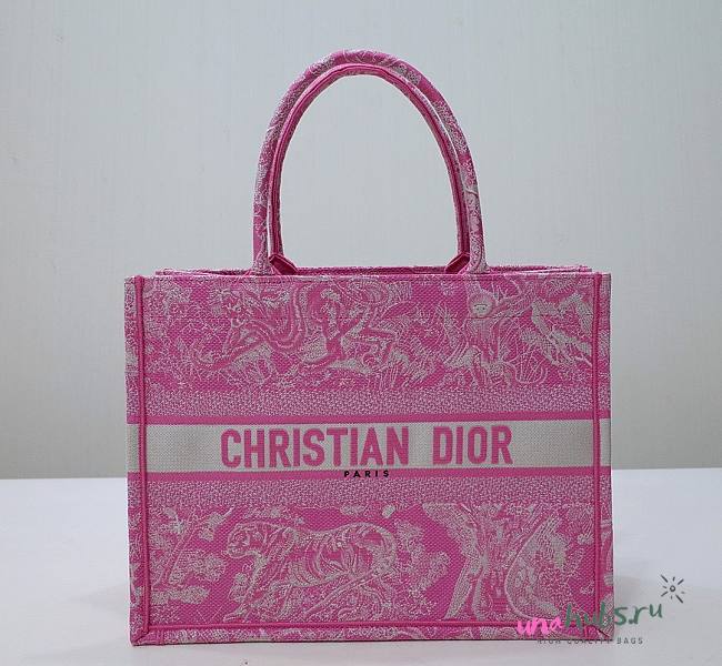 Dior Medium Book Tote Pink Reverse Embroidery - 1