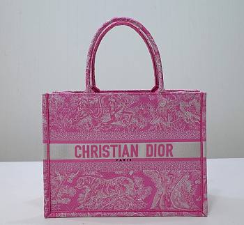 Dior Medium Book Tote Pink Reverse Embroidery