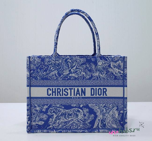 Dior Medium Book Tote Blue Reverse Embroidery - 1