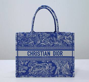 Dior Medium Book Tote Blue Reverse Embroidery