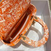 Dior Lady Orange Reverse Embroidery Bag - 5