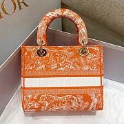 Dior Lady Orange Reverse Embroidery Bag - 4