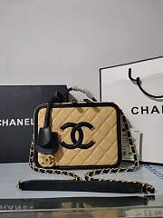 Chanel CC Filigree Vanity Case Bag Beige Grained Calfskin A93343 - 1