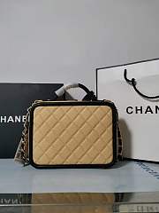 Chanel CC Filigree Vanity Case Bag Beige Grained Calfskin A93343 - 3