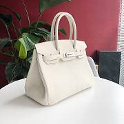 Hermes Togo Birkin White Leather Silver 30cm - 6