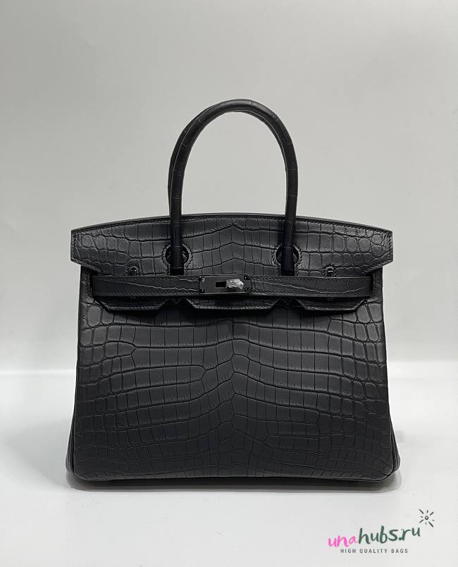 Hermes Crocodile Birkin Black Leather 30cm - 1