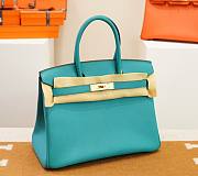 Hermes Birkin Blue Leather Gold 30cm - 1