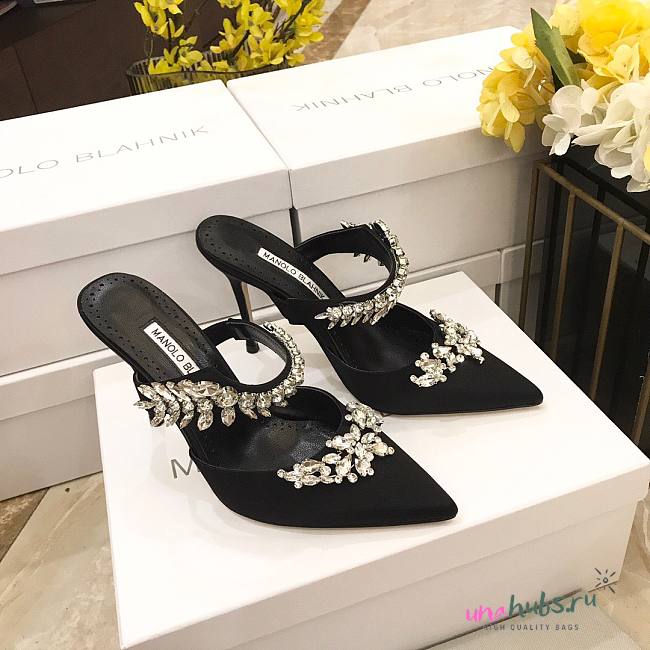 Manolo Blahnik Black Heeled Sandals - 1