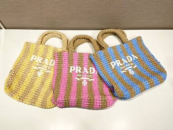 Prada Pink Small raffia tote bag (pink/ blue/ yellow)