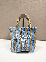 Prada Pink Small raffia tote bag (pink/ blue/ yellow) - 5