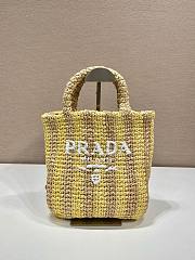 Prada Pink Small raffia tote bag (pink/ blue/ yellow) - 4