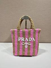 Prada Pink Small raffia tote bag (pink/ blue/ yellow) - 3