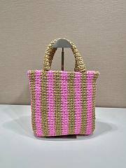 Prada Pink Small raffia tote bag (pink/ blue/ yellow) - 2