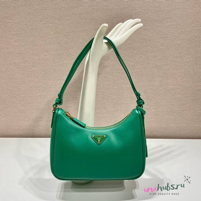 Prada Saffiano Green Leather Shoulder Bag - 1