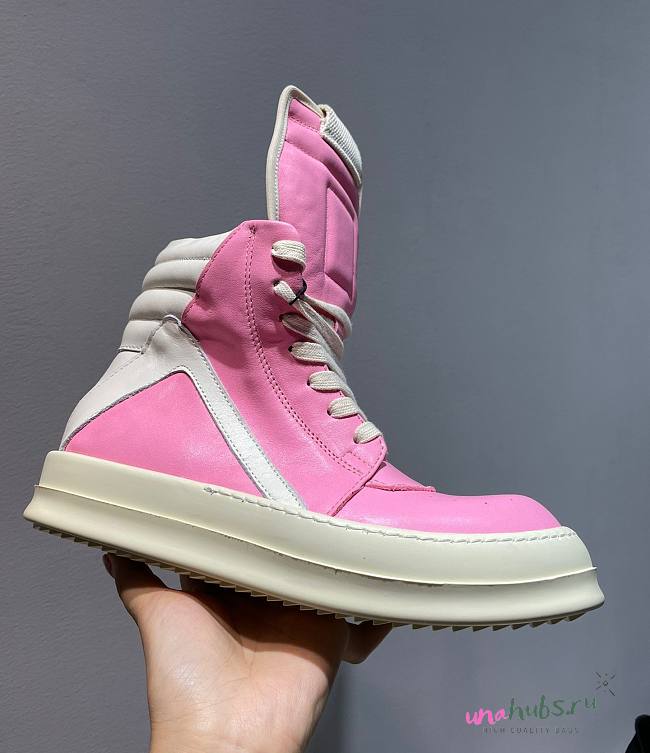 Rick Owens Pink High Sneakers - 1
