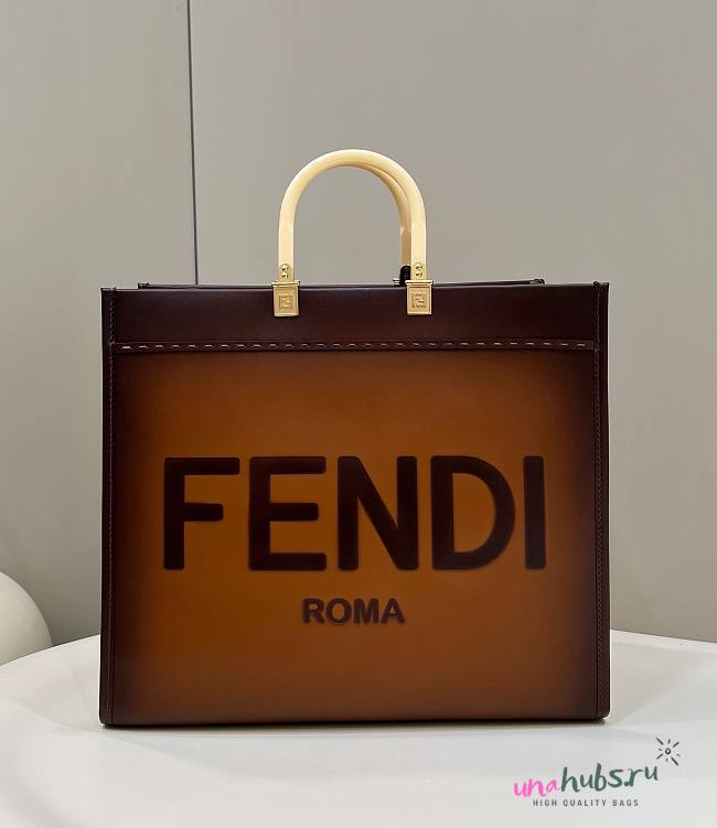 Fendi sunshine tote brown ombre leather 41cm - 1