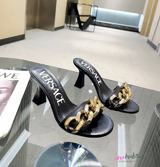 Versace black heeled sandals - 1