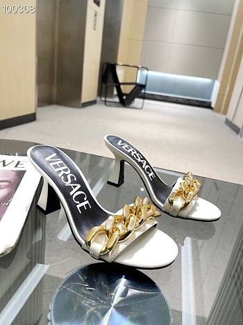 Versace white heeled sandals