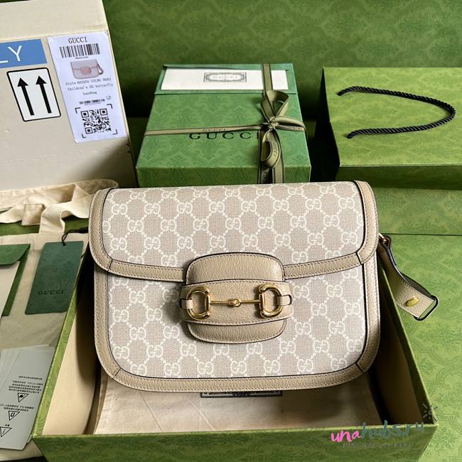 Gucci Horsebit 1955 small beige / white Bag - 1