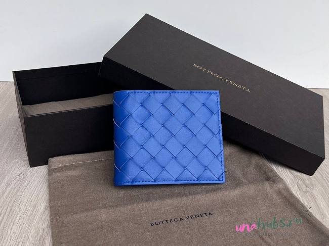 Bottega Veneta woven blue leather wallet  - 1