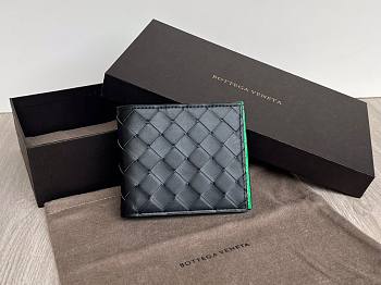 Bottega Veneta woven black green leather wallet