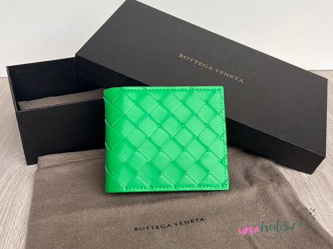 Bottega Veneta woven green leather wallet - 1