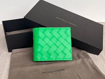 Bottega Veneta woven green leather wallet