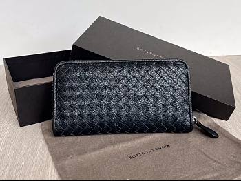 Bottega Veneta woven black leather long wallet