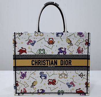 Dior Pixel Zodiac Embroidery Book Tote 41cm