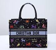 Dior Pixel Zodiac Embroidery Black Book Tote 36cm - 1